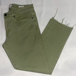Frame Denim L’Homme Slim Frayed Hem Green Jeans